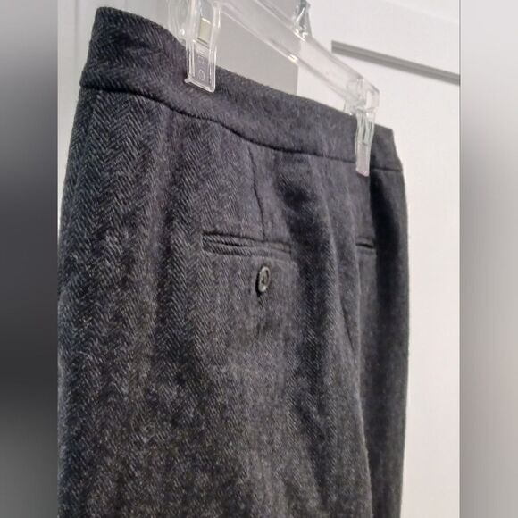 Lauren Ralph Lauren Wool Houndstooth Pants Trousers Charcoal Grey - Picture 9 of 10